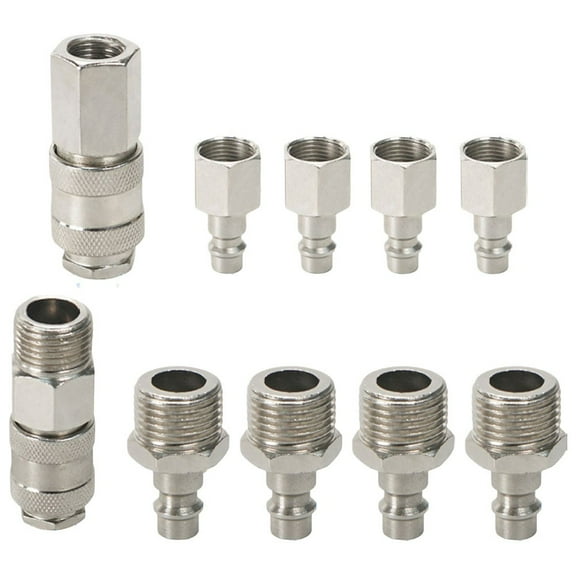 10pc 1/4in Pneumatic Fittings Air Hose Couplings Self Locking Air Line Connector