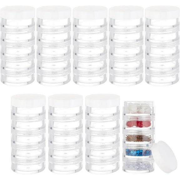 10pc 10 Set 5 Stackable Cosmetic Containers Bead Storage Containers Bead Screw Stacking Jarssmall Cosmetic Sample Bottle for Glitter Painting Lotion 1.4x3.2 Inches
