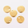 thumbnail image 1 of 10pc 10Pcs Stamping Blank Tag 201 Stainless Steel Charms Flat Round Golden for Women Birthday Festival Elegant Gifts Personalized Jewelry 8x0.8mm Hole: 1.2mm Golden, 1 of 2