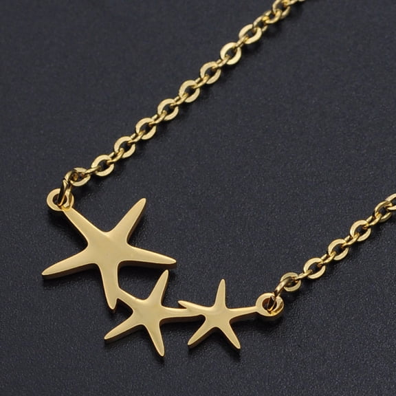10pc 201 Stainless Steel Pendant Necklaces with Cable Chains and Lobster Claw Clasps 3-Star Golden 17.32 inch(44cm) 2mm