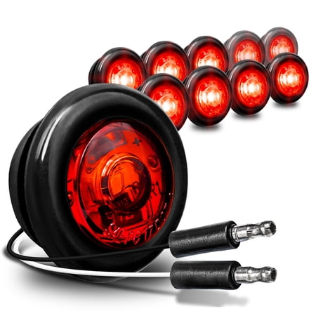 10pc 3/4" Round DOT P2PC Red LED Bullet Clearance Marker Lights for Trailer