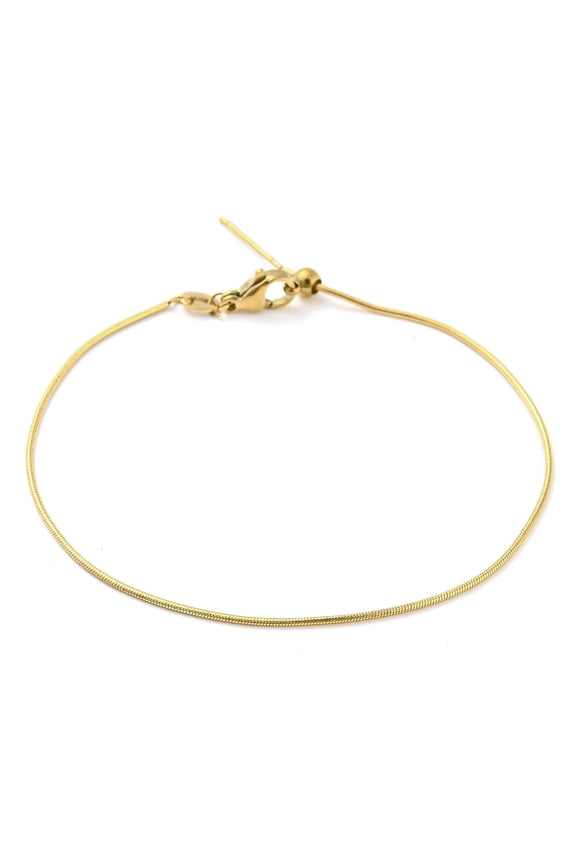 10pc 304 Stainless Steel Add a Bead Adjustable Snake Chains Bracelets for Women Golden 21.4x0.1cm.