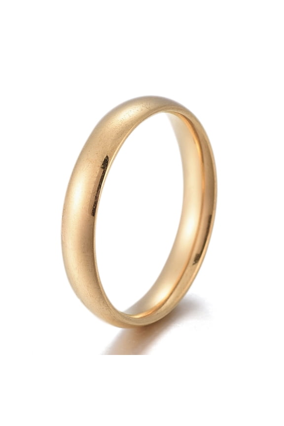 10pc 304 Stainless Steel Flat Plain Band Rings Golden Size 5~12 Inner Diameter: 15~22mm 4mm