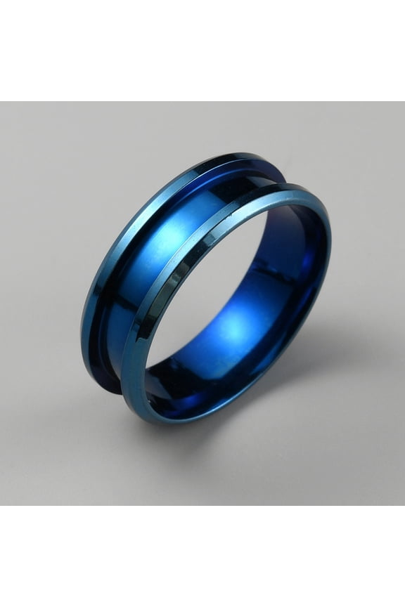 10pc 304 Stainless Steel Grooved Finger Ring Settings Ring Core Blank for Inlay Ring Jewelry Making Blue Inner Diameter: 21.2~23mm