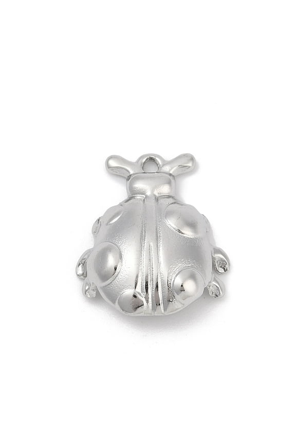 10pc 304 Stainless Steel Pendants Anti-Tarnish Ladybug Charm Stainless Steel Color 20x17x3.5mm Hole: 1.5mm