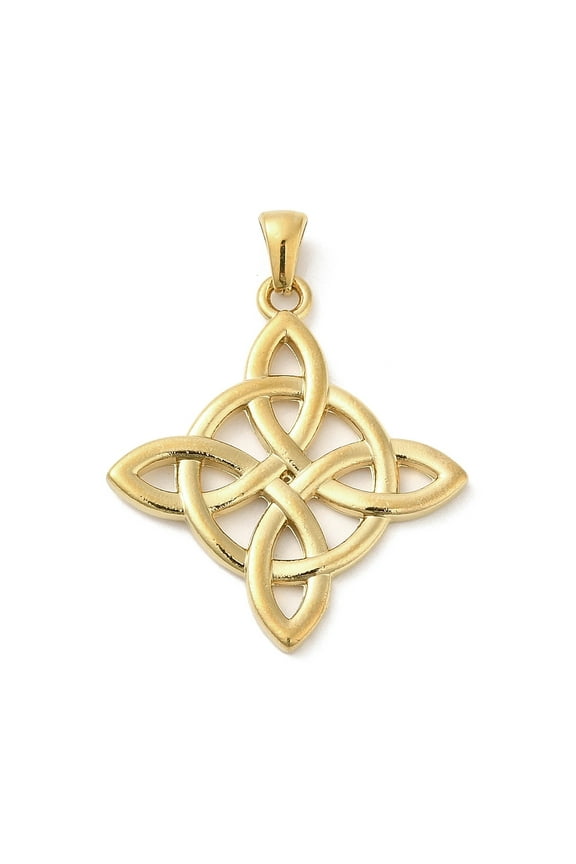 10pc 304 Stainless Steel Pendants Witches Knot Wiccan Symbol Golden 34.5x30.5x2mm Hole: 6x3.5mm