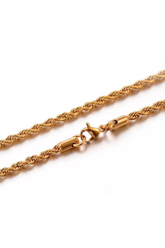 10pc 304 Stainless Steel Rope Chain Necklaces with Lobster Claw Clasps Golden 19.7 inch(50cm) 3mm