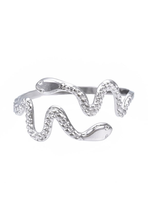10pc 304 Stainless Steel Snake Wrap Open Cuff Ring Hollow Chunky Ring for Women Stainless Steel Color US Size 6 3/4(17.1mm)