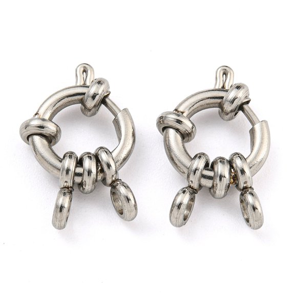10pc 304 Stainless Steel Spring Ring Clasps Ring Stainless Steel Color 10x4mm Hole: 2.5mm