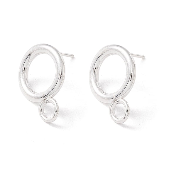 10pc 304 Stainless Steel Stud Earring Findings with 316 Surgical Stainless Steel Pins and Horizontal Loops Ring 925 Sterling Silver Plated 16.5x12mm Hole: 2mm Pin: 0.7mm DIY
