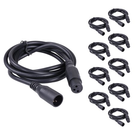 10pc 6.5ft DMX Cable 3 Pin Male Female XLR Connector for Party Stage DJ Lighting