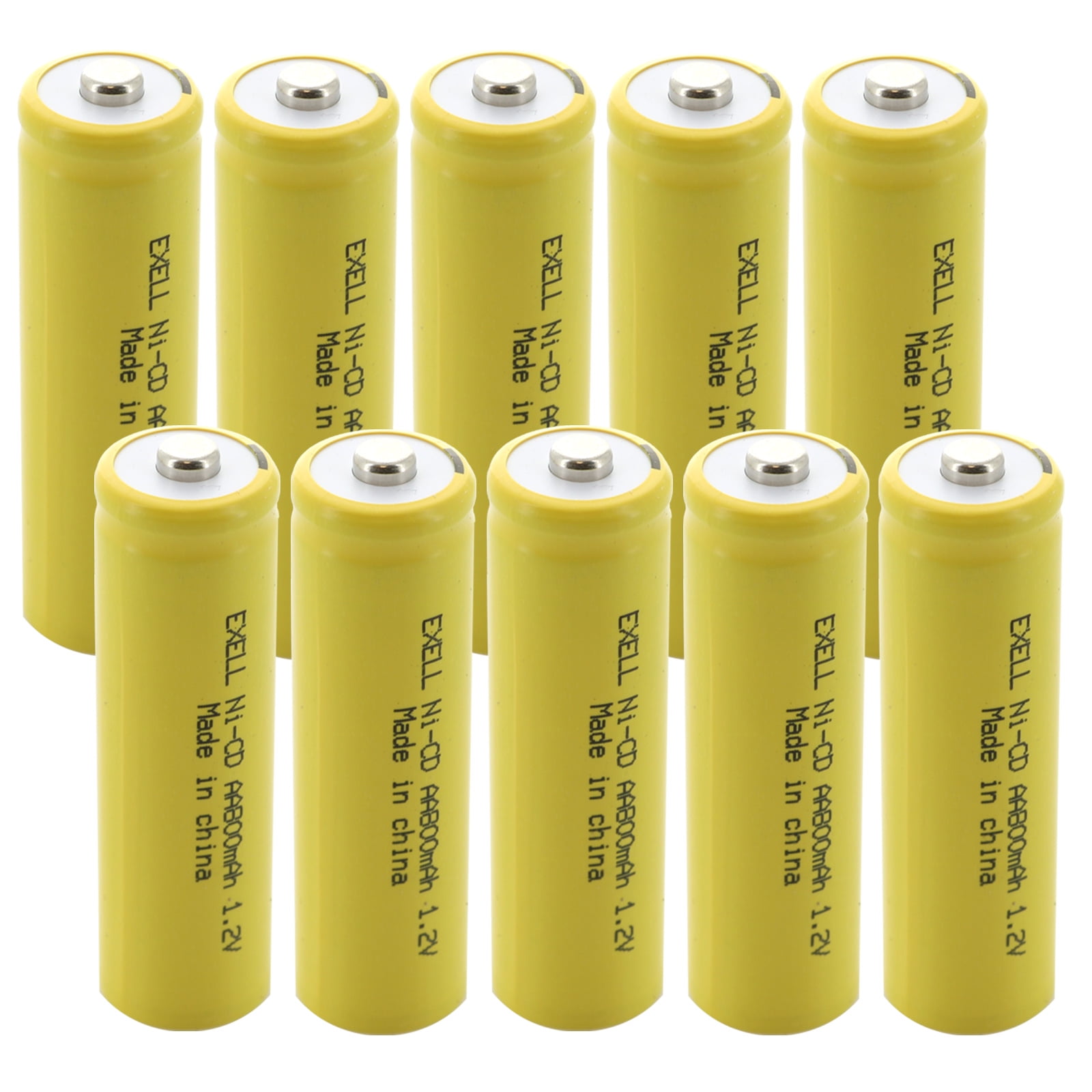 10pc AA 1.2V 800mAh NiCd Rechargeable Button Top Assembly Batteries ...