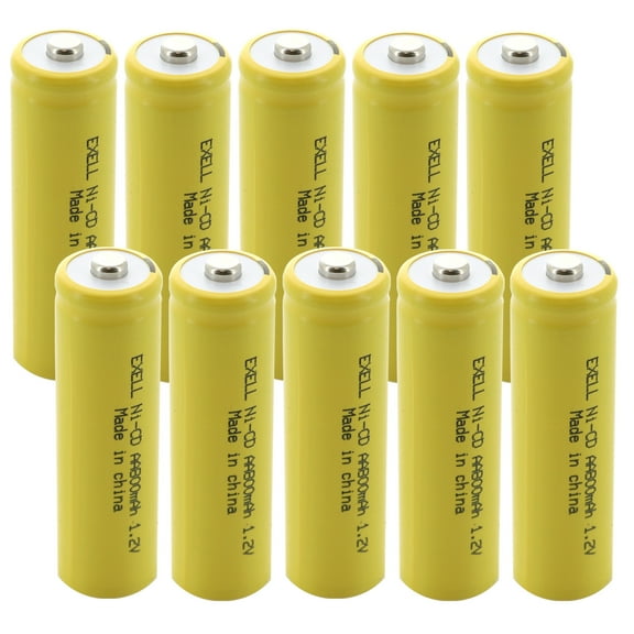 10pc AA 1.2V 800mAh NiCd Rechargeable Button Top Assembly Batteries
