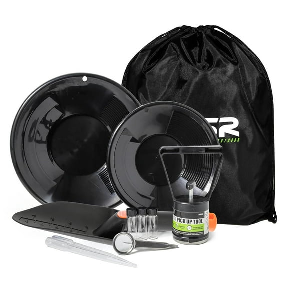 10pc ASR Outdoor Gold Panning Kit Gold Rush Prospecting Tools Accessories Black