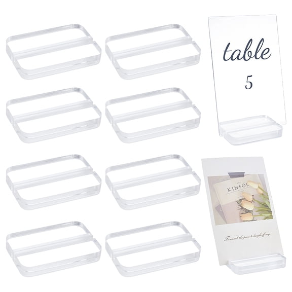 10pc Acrylic Desktop Card Holder Rectangle Slotted Display Stands Clear 49x75.5x11mm