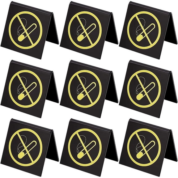 10pc Acrylic No Smoking Sign Billboard Black 50x42x46mm