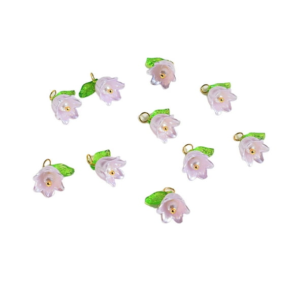 10pc Acrylics Flower Charm Pearls Bells Orchids Pendant Stereoscopic Leaf for Jewelry Making Necklace Bracelet Keychain