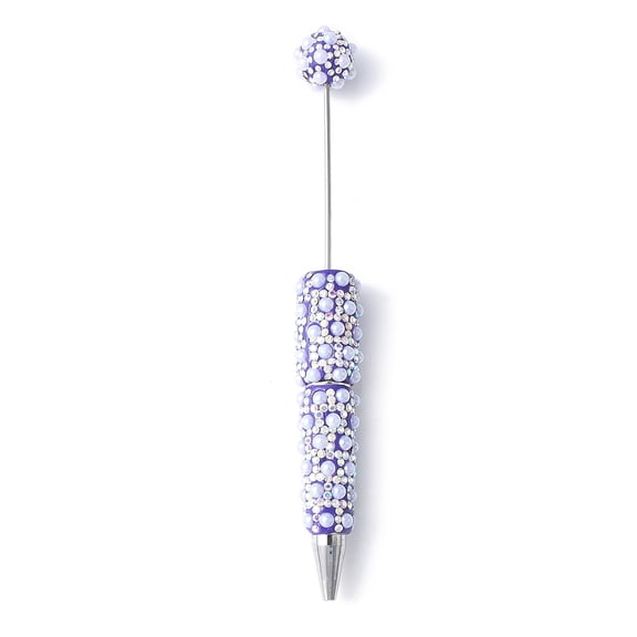 10pc Alloy Beadable Pen Ball-Point Pen with Polymer Clay Rhinestone for DIY Personalized Pen with Jewelry Beads Platinum Mauve 153x16.5mm