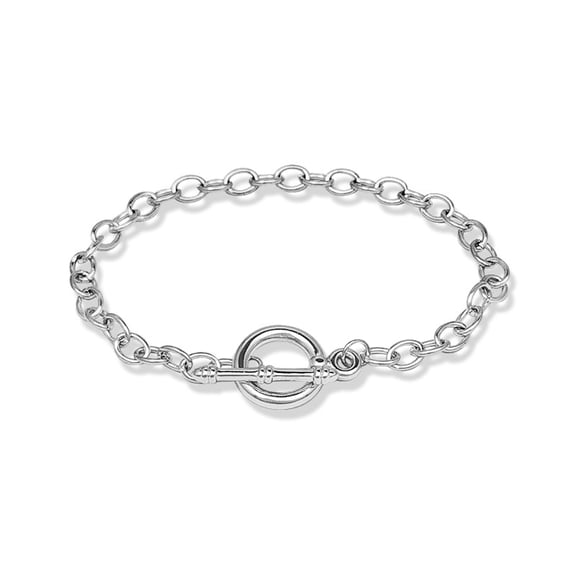 10pc Alloy Cable Chain Bracelets with Toggle Clasps Cadmium Free & Lead Free Platinum 7-1/2 inch(19cm)