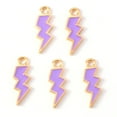 thumbnail image 1 of 10pc Alloy Enamel Pendants, Lightning Bolt, Light Gold, Purple, 20x7x1.5mm, Hole: 2mm, 1 of 2