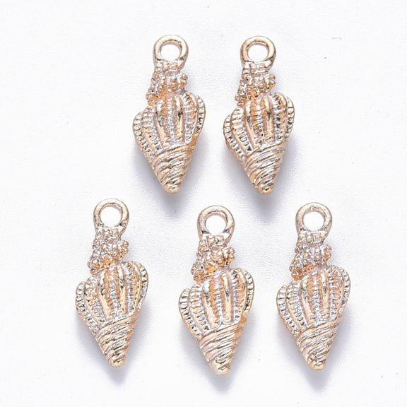 10pc Alloy Enamel Pendants Spiral Shell Shape Goldenen Creamy White 19.5x7.5x6.5mm Hole: 2.5mm