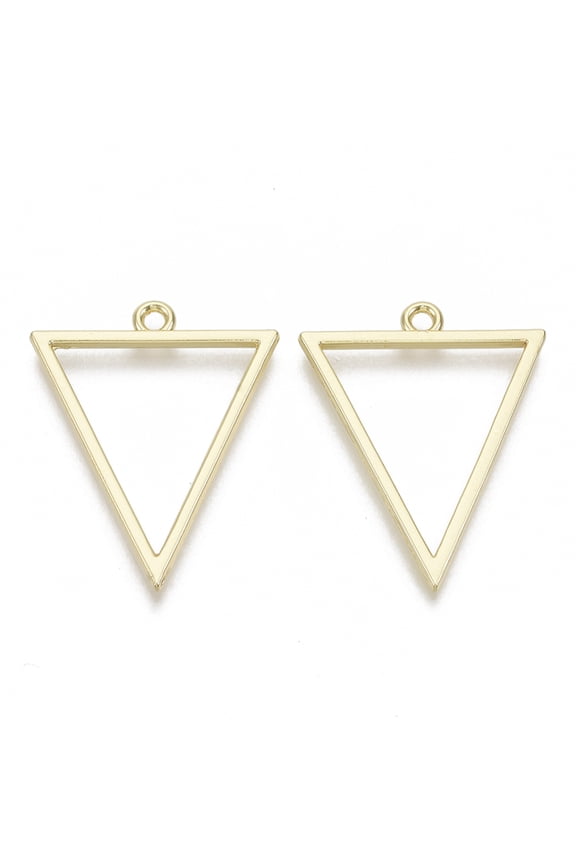 10pc Alloy Open Back Bezel Big Pendants For DIY UV Resin Epoxy Resin Pressed Flower Jewelry Triangle Light Gold 35x27.5x2mm Hole: 2.5mm