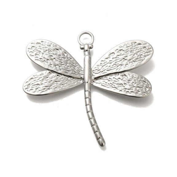 10pc Anti-Tarnish 304 Stainless Steel Pendants Dragonfly Charm Stainless Steel Color 41.5x44x2.5mm Hole: 4mm