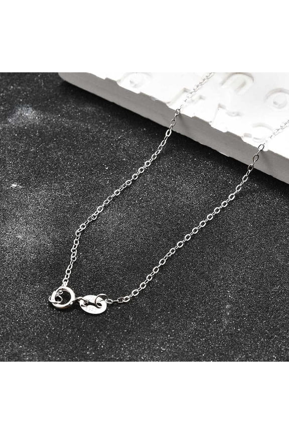 10pc Anti-Tarnish Rhodium Plated 925 Sterling Silver Necklaces Cable Chains with Spring Ring Clasps Thin Chain Platinum 16 inch 1mm