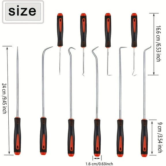 10pc Automotive Pick and Hook Set Professional Oil Seal Puller O Ring Removal Tool Kit for Gasket Hose Clip Mechanic DIY