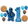 thumbnail image 1 of 10pc BALLOON set NEW COOKIE MONSTER sesame street PARTY 1st BIRTHDAY first GIFT decor FAVORS chocolate chip, 1 of 7