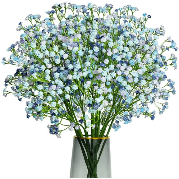 10pc Babys Breath Artificial Flowers Gypsophila Real Touch Flowers Fake Bouquet Home Wedding Garden DIY Decor(Blue)