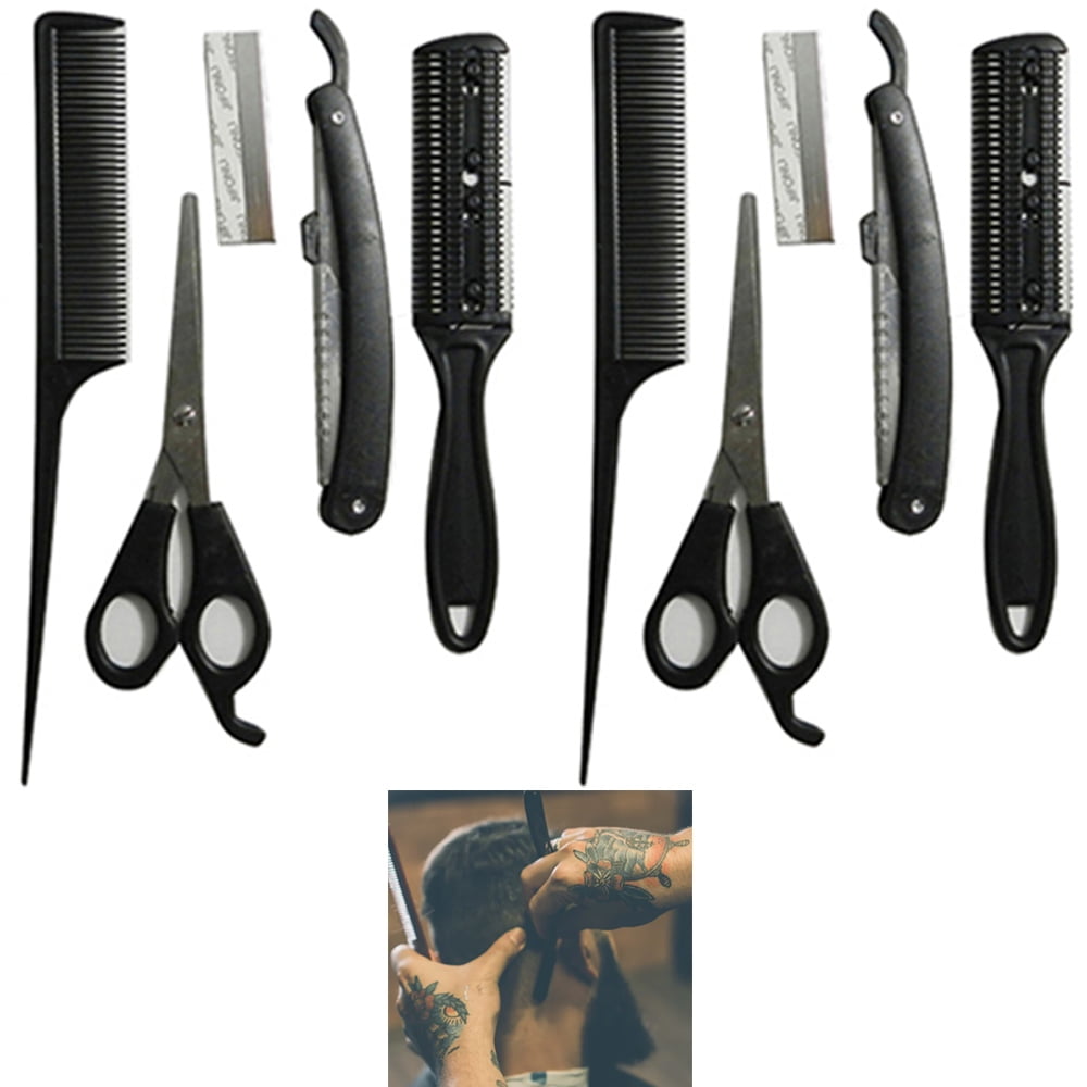 10pc Beauty Barber Hair Mustache Scissors Shear Shaving Razor and Comb