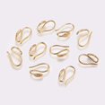 thumbnail image 1 of 10pc Brass Earring Hooks Leaf Nickel Free Golden 12x9x3mm, 1 of 2