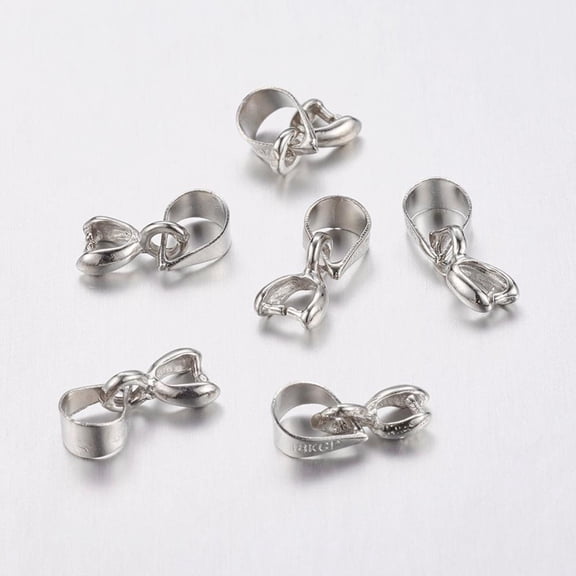 10pc Brass Ice Pick Pinch Bails Nickel Free Platinum Color Size: Dimension: 11mm long hole: 3mm.