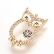 10pc Brass Micro Pave Cubic Zirconia Links Owl Real 18K Gold Plated 20x11x2mm Hole 1mm