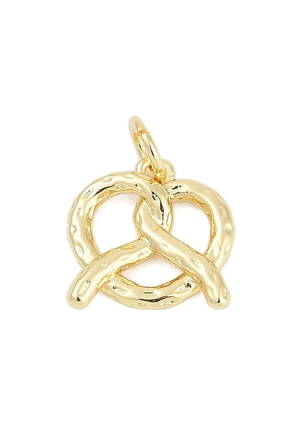 10pc Brass Pendants Pretzel Charms Cadmium Free & Lead Free Long-Lasting Plated Rack Plating with Jump Ring Real 18K Gold Plated 12x12x2.5mm Hole: 3mm