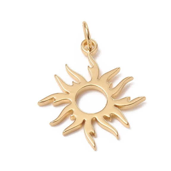 10pc Brass Solar Eclipse Pendants with Jump Rings Long-Lasting Plated Sun Golden 21x18x1mm Jump Ring: 5x0.7mm Inner Diameter: 3.6mm