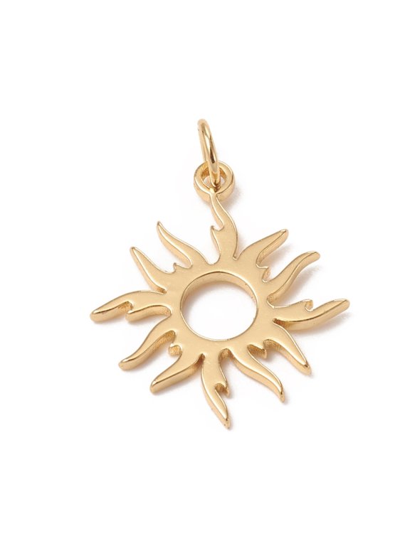 10pc Brass Solar Eclipse Pendants with Jump Rings Long-Lasting Plated Sun Golden 21x18x1mm Jump Ring: 5x0.7mm Inner Diameter: 3.6mm