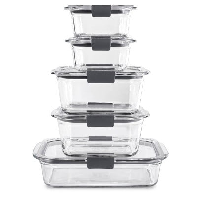 10pc Brilliance Glass Food Storage Set: Glass Containers with Lids, Oven & Microwave Safe, Dishwasher Safe