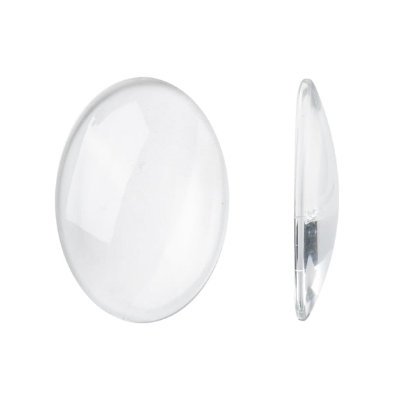 10pc Clear Transparent Oval Glass Cabochons 35x25x6.5mm