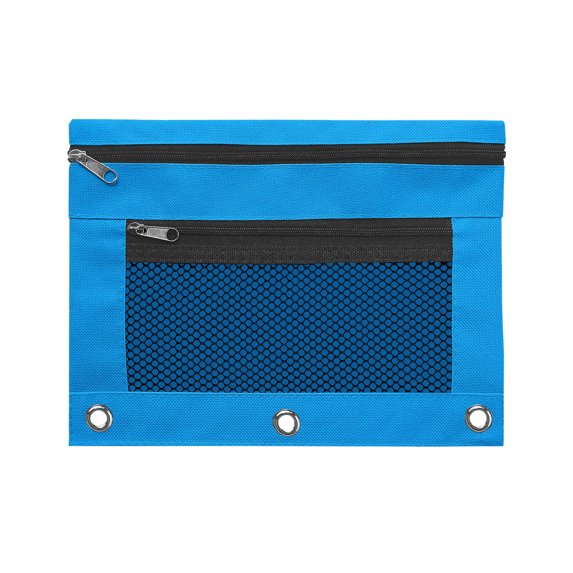 10pc Cloth Binder Pencil Case with Zipper, Three-Hole Design, Transparent Compartment, Durable Storage Organizer for Office & Home