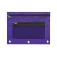 thumbnail image 1 of 10pc Cloth Binder Pencil Case with Zipper, Three-Hole Design, Transparent Compartment, Durable Storage Organizer for Office & Home, 1 of 5
