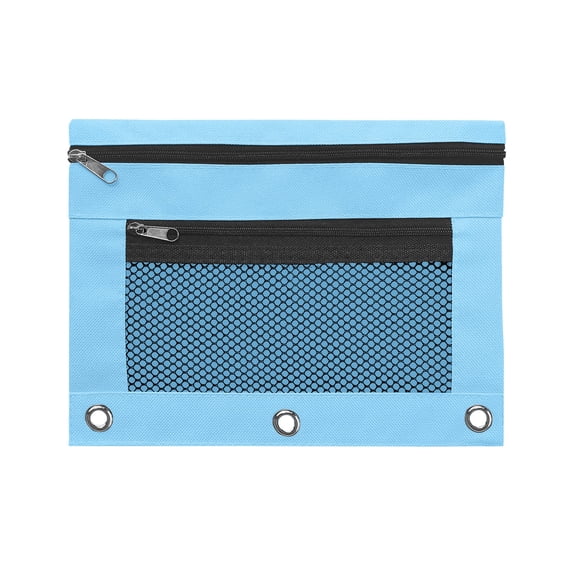 10pc Cloth Binder Pencil Case with Zipper, Three-Hole Design, Transparent Compartment, Durable Storage Organizer for Office & Home