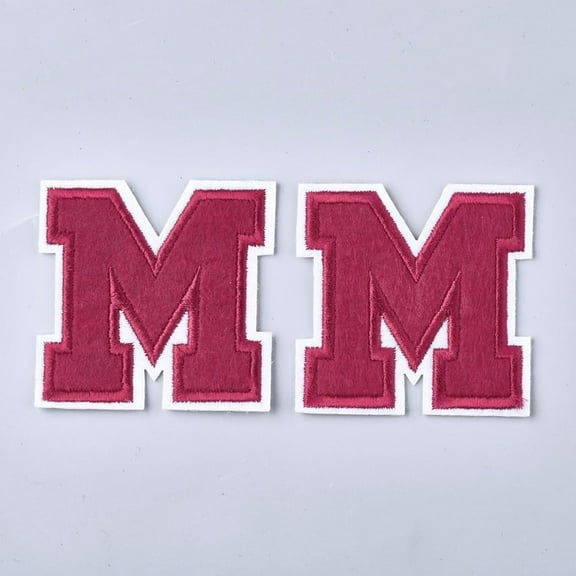10pc Computerized Embroidery Cloth Iron-on Patches Letter M Appliques for Costumes Jackets Bags DIY Projects 58x58.5x1.5mm (Each) for diy