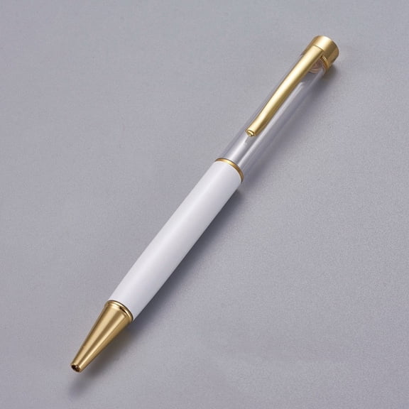 10pc Creative Empty Tube Ballpoint Pens for DIY Glitter Epoxy Resin Ballpoint Pen Herbarium Pen Making Golden White 140x10mm