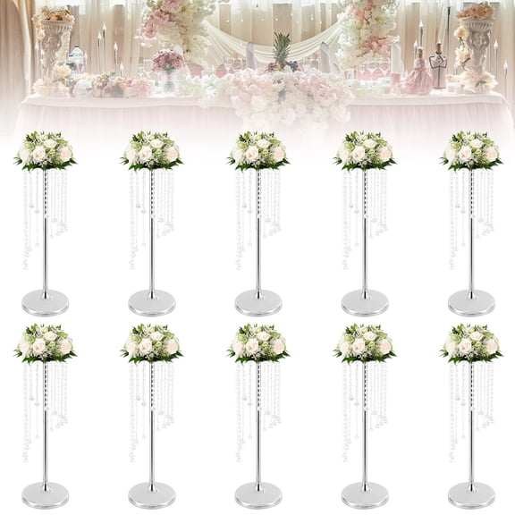10pc Crystal Flower Stands Wedding Centerpieces Sliver Flower Holder Modern Style Table Decor Flower Holders used for wedding aisle decor, wedding reception, event centerpiece