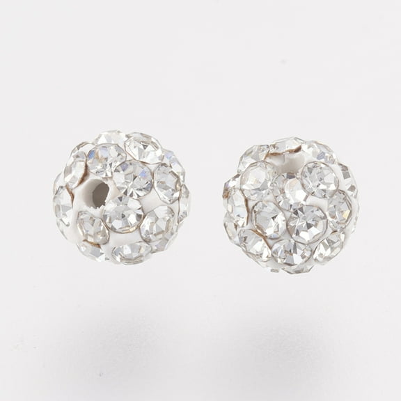 10pc Czech Rhinestone Beads PP6(1.3~1.35mm) Pave Disco Ball Beads Polymer Clay Round 001_Crystal 4~4.5mm Hole: 1mm about 20~30pcs rhinestones/ball