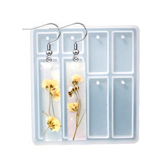 10pc DIY Pendant Silicone Molds Resin Casting Molds White Rectangle & Square Pattern 78x70x5.7mm Hole: 2mm Inner Diameter: 12~51x12~13mm