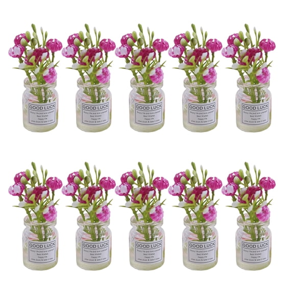 10pc Dashboard Center Console Mount Decoration Glow Small Figurines Decors Miniature Potted Flowers Ornament