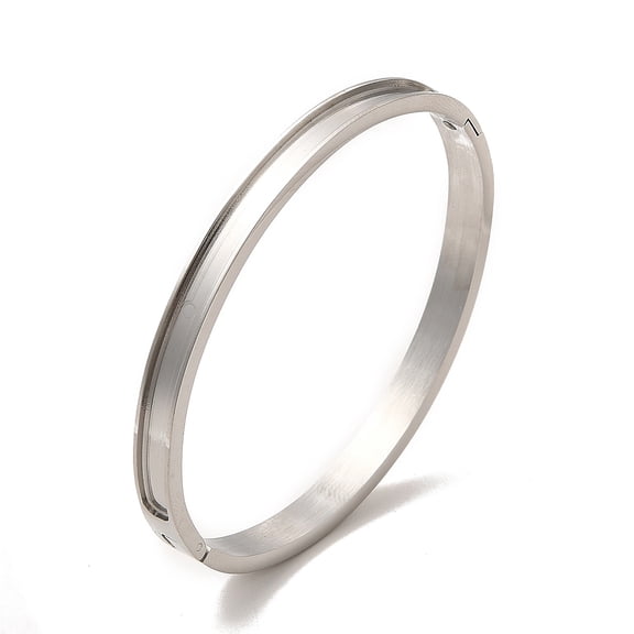 10pc Egg Shaped 201 Stainless Steel Grooved Hinged Bangles for DIY Electroplated Leather Inlay Clay Rhinestone Pave Bangle